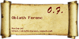 Oblath Ferenc névjegykártya